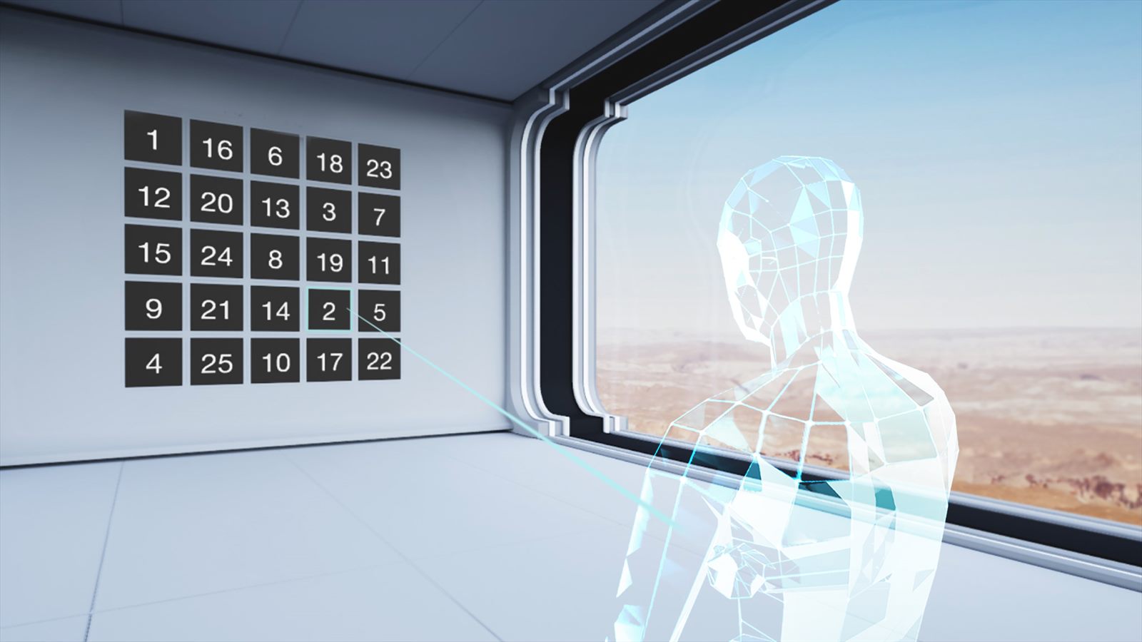 Сцена внутри VR: задание на внимание, которое видит клиент во время нейродиагностики
